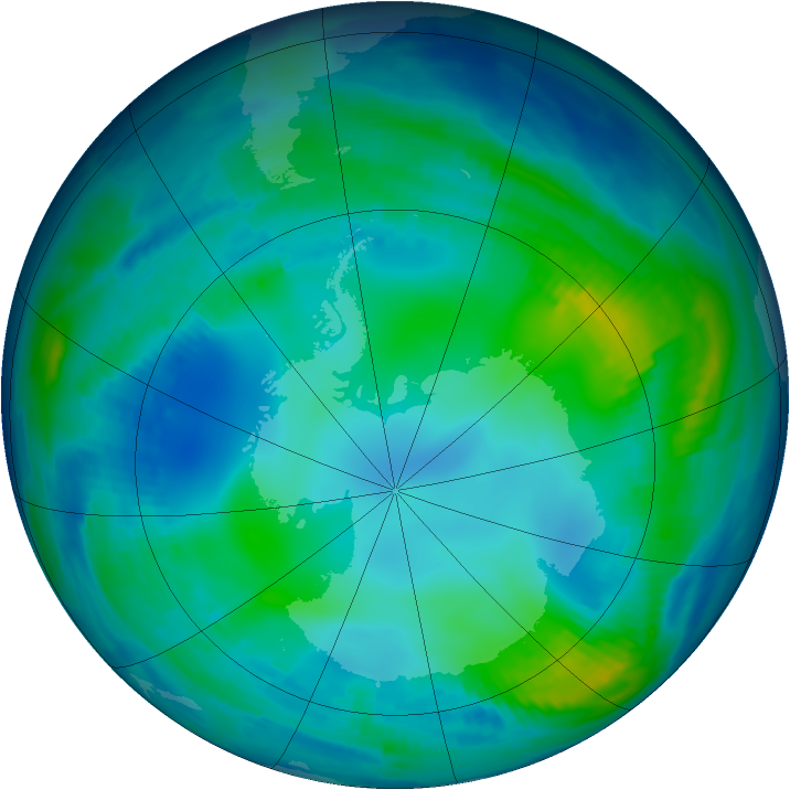 Antarctic ozone map for 21 May 1997